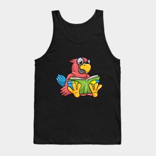 Parrot as Nerd with Glasses and Book Tank Top